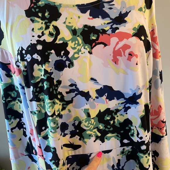 ELLOS Plus FLORAL shift dress jersey stretch lounge dress sleeveless 22.24 1X - Picture 3 of 8
